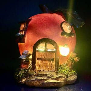 solar fairy garden house apple