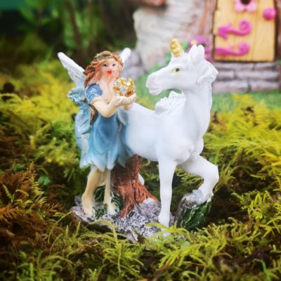 blue fairy unicorn figure ornament