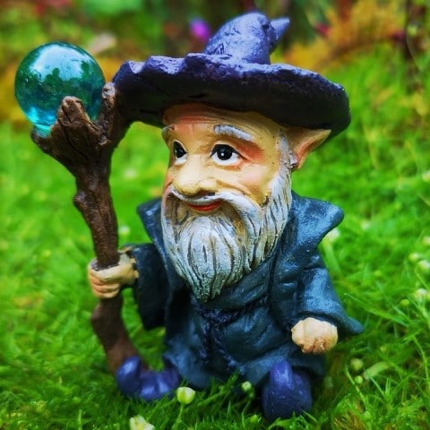 purple miniature garden wizard