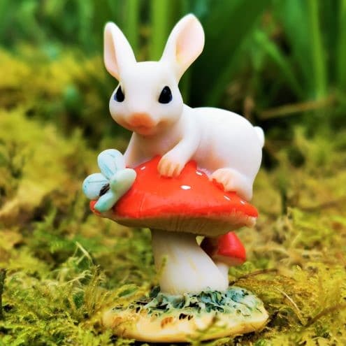rabbit and toadstool ornament