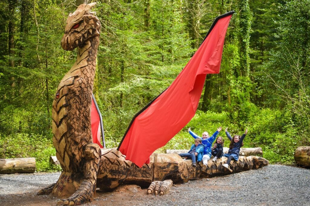 Giant wooden dragon at wells house trail