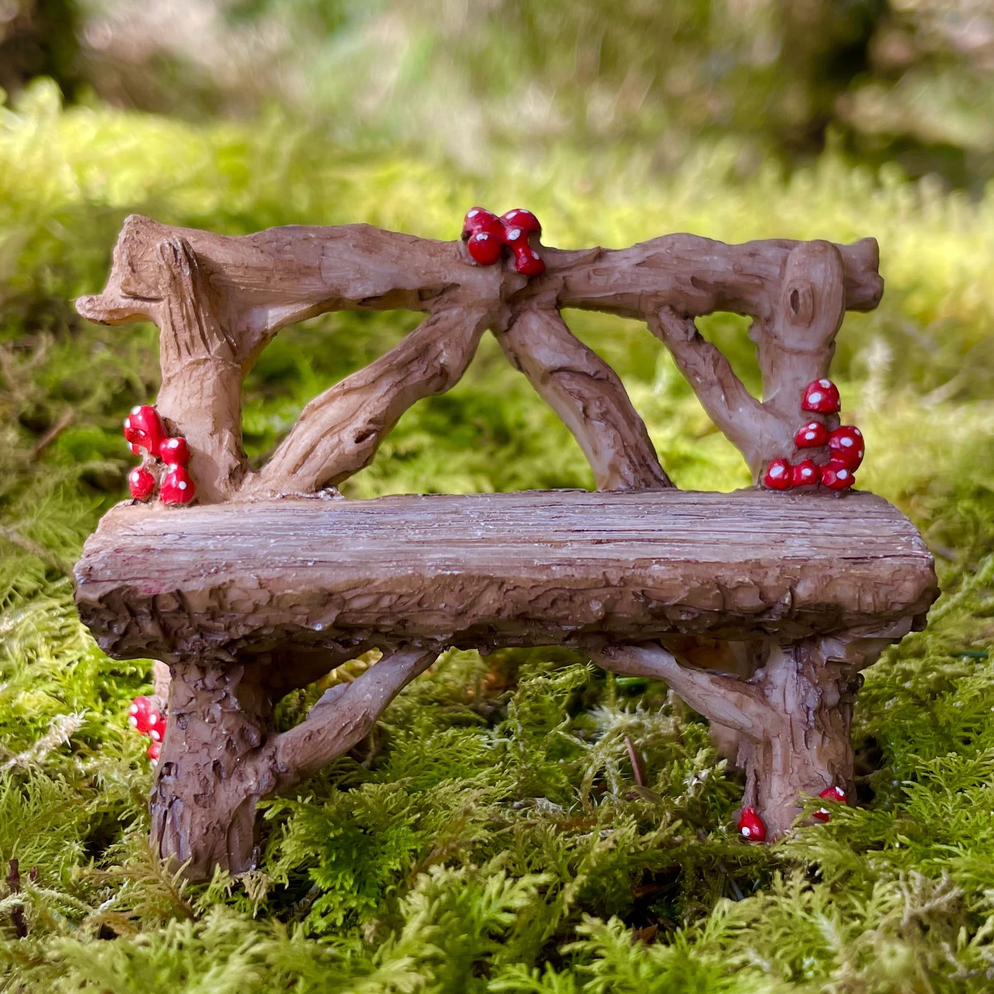 Toadstool Fairy Garden Bench Away