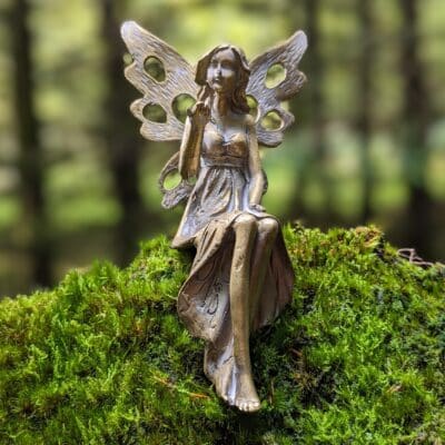 bronze effect seated fairy Figurine